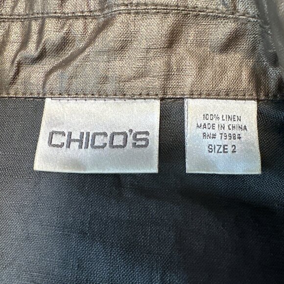 Chico's Metallic Bronze Button-Front Lightweight Jacket Women's Size 2 US L - Picture 7 of 9